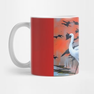 White herons at sunset Mug